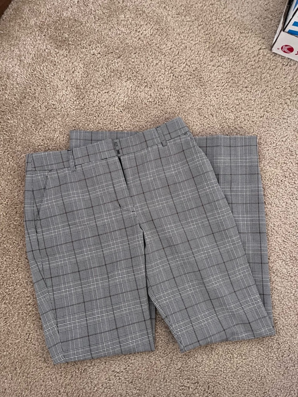 Express Editor Black Pants with Gray Plaid Trim